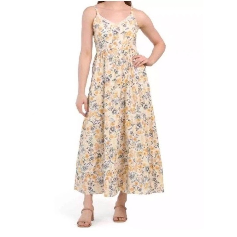Rachel Zoe Yellow and Blue Floral Maxi Dress
